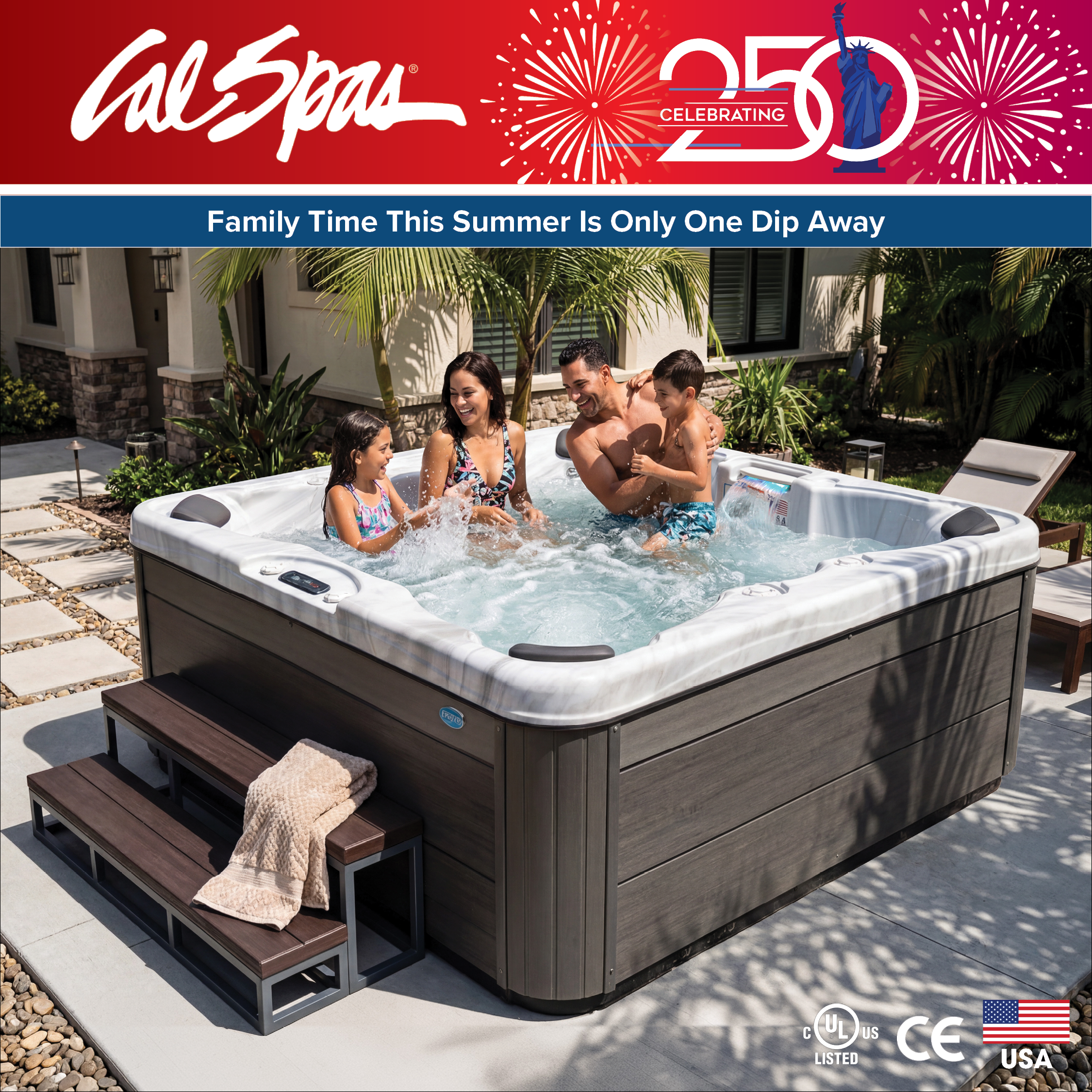 Calspas hot tub being used in a family setting - San Rafael